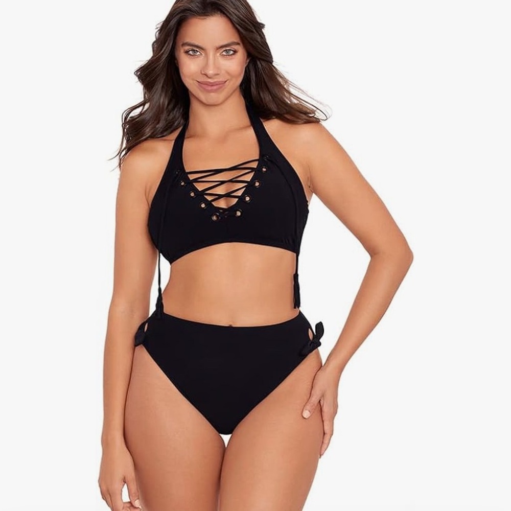 Skinny Dippers for Miraclebrands Black Halter Bikini Set NWT